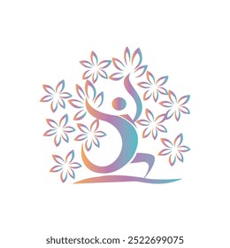 fitness gymnastics logo illustration nature leaf plant vector design