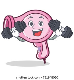 Fitness hair dryer character vector