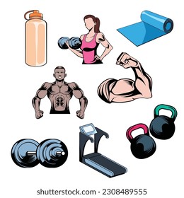 Fitness hand drawn collection for your design