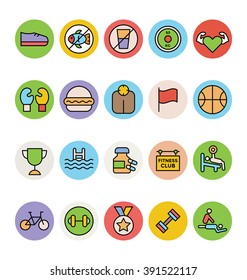 Fitness and Health Colored Vector Icons 4