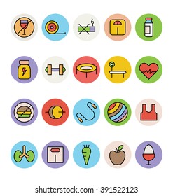 Fitness and Health Colored Vector Icons 1