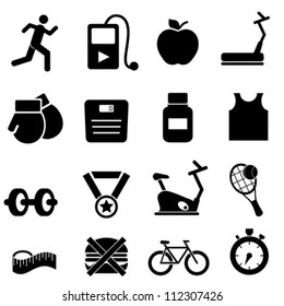 Fitness, health and diet icon set