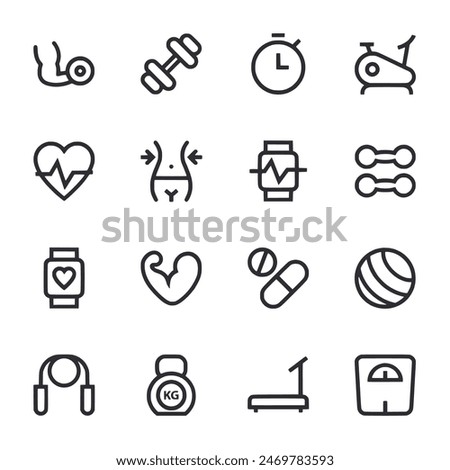 Fitness and health icon set