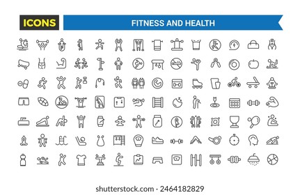 Colección de Iconos de Salud y Fitness. Conjunto de iconos saludables.