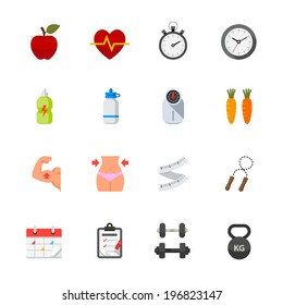 Fitness Health Icons White Background Stock Vector (Royalty Free ...