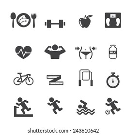 Fitness and Health icons set