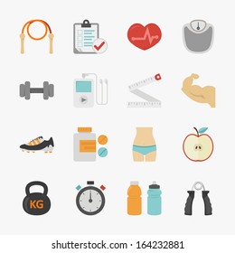 Fitness and health icons with white background , eps10 vector format