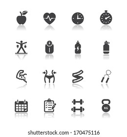 Fitness and Health Icons with White Background