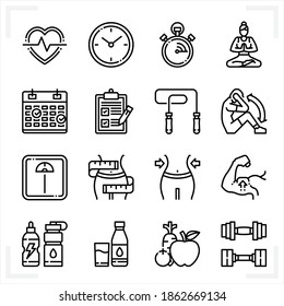 Fitness and Health icons with White Background	