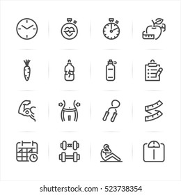 Fitness and Health icons with White Background 