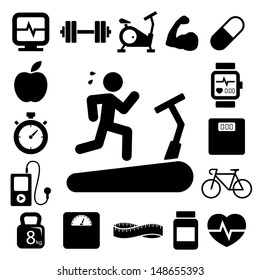 Fitness and Health icons.Illustration EPS10