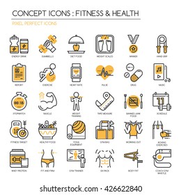 Fitness & Health , Thin Line and Pixel Perfect Icons