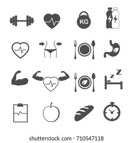 fitness and healthy care icons set vector
