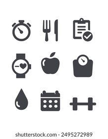 Fitness and Healthy Icons Set - Smart Series stock illustration