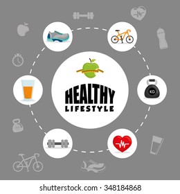 Fitness and healthy lifestyle graphic design, vector illustration