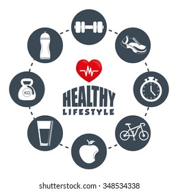 Fitness and healthy lifestyle graphic design, vector illustration