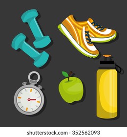 Fitness healthy lifestyle graphic design with icons, vector illustration eps10