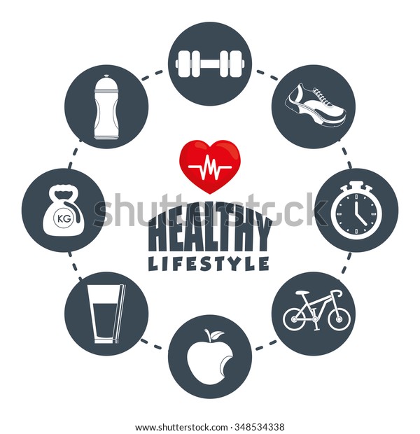 Fitness Healthy Lifestyle Graphic Design Vector Stock Vector (Royalty ...