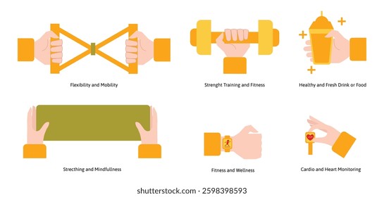Fitness and healthy lifestyle vector illustration for design elements