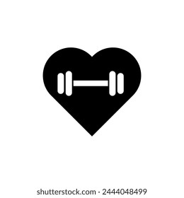 fitness Heart icon. vector flat black illustration on white background..eps