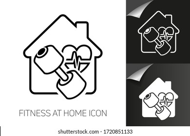 Fitness At Home Icon, Gym Fit, Workout House, Training Sport Exercise
