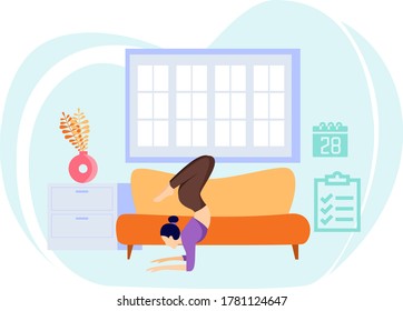 Fitness at home vector concept