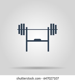 Fitness icon, barbell monochrome style