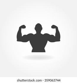 Fitness icon. Bodybuilding icon. Muscle man icon. Fitness icon vector.