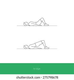 Fitness Icon doing the bridge abdominal workout. Fitness instruction. To use for workout instructions. Vector and illustration design. 