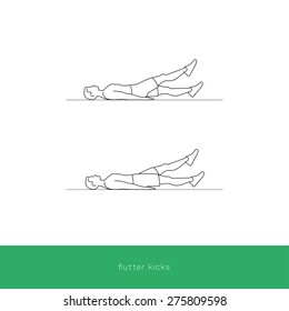 Fitness Icon doing the flutter kicks workout. Fitness instruction. To use for workout instructions. Vector and illustration design.