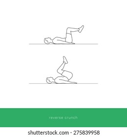 Fitness Icon doing the reverse crunch workout. Fitness instruction. To use for workout instructions. Vector and illustration design.