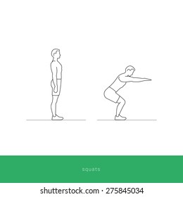 Fitness Icon Doing Stretching Against The Wall. Fitness Instruction. To Use For Workout Instructions. Vector And Illustration Design.