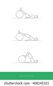 Fitness Icon doing the swiss ball knee hip raise workout. Fitness instruction. To use for workout instructions. Vector and illustration design.