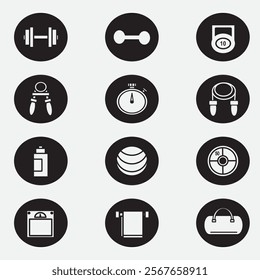 fitness icon good for element design, gym icon, ui design, web design, silhouette design, etc