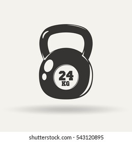 Fitness icon, kettlebell monochrome style on white background, vector