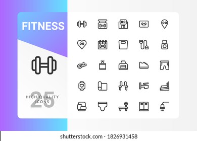 Fitness icon pack for your web site design, logo, app, UI. Vector graphics illustration and editable stroke. EPS 10.