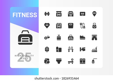 Fitness icon pack for your web site design, logo, app, UI. Vector graphics illustration and editable stroke. EPS 10.