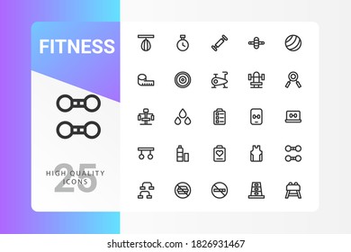 Paquete de iconos de fitness para el diseño de su sitio web, logotipo, aplicación, interfaz de usuario. Ilustración gráfica vectorial y trazo editable. EPS 10.