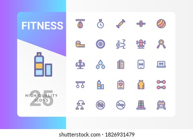 Fitness icon pack for your web site design, logo, app, UI. Vector graphics illustration and editable stroke. EPS 10.