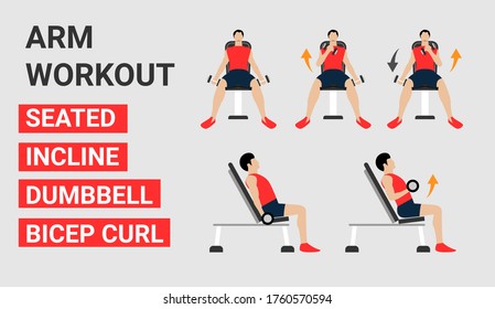 Fitness Icon. Seated Incline Dumbell Bicep Curl