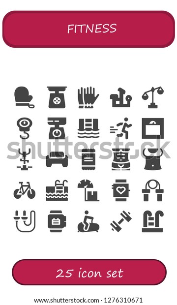 Fitness Icon Set 25 Filled Fitness Stock Vector Royalty Free