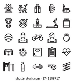Fitness Icon Set. Bearbeitbarer Strich. 48×48 Pixel perfekt. (Empfehlungen - Vollgröße 300 x 300 / Stroke 2px)