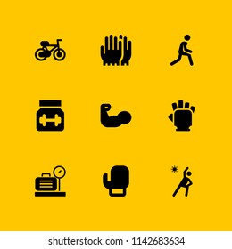 fitness icon set. exercises, boxing and muscle vector icon for graphic design and web