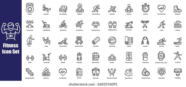 Fitness Icon Set | Gym, Workout, Sports, Exercise, Health and Training Vector Icons. Fitness vector icon set. Set of Fitness Vector Icon