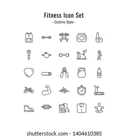 fitness icon set. fitness icons vector. outline icon style design