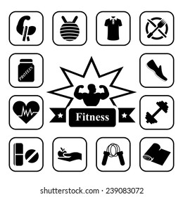 Fitness icon set on white background