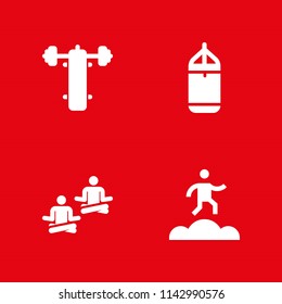 fitness icon set. running, bench press and yoga vector icon for graphic design and web
