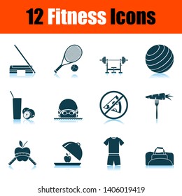 Fitness Icon Set. Shadow Reflection Design. Vector Illustration.