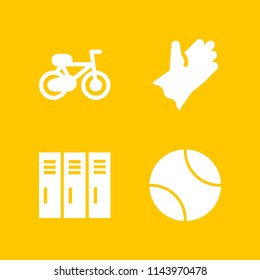 fitness icon set with tennis ball, glove and cycle vector icons for web and graphic design