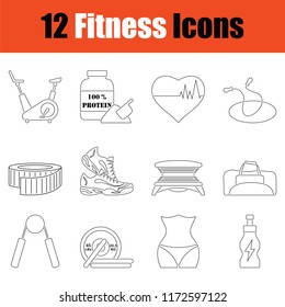 Fitness icon set. Thin Line design. Vector illustration.